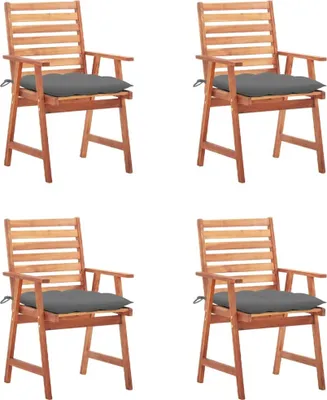 Produktbild von BEI CLORIS Garten-Essstühle 4er-set  mit Kissen Massivholz Akazie - Gartenstühle 2026Neu7267004