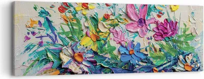 Produktbild von Bild auf Leinwand - Leinwandbild - Einteilig - Blumen die Farben pastos - 90x30cm - Wand Bild - Wanddeko - Wandbilder - Leinwanddruck - Bilder - Wanddekoration - Leinwand bilder - AB90x30-4521