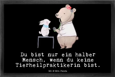 Produktbild von Mr. & Mrs. Panda fußmatte Tierheilpraktikerin Herz 40 x 60 cm - Schwarz - Geschenk, Schmutzmatte, Fußabtreter, Fußabstreifer, Bodenvorleger, Schmutzfangmatte