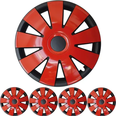 Radzierblenden 15 ZOLL "Nefryt" in Schwarz / Rot 4x PREMIUM DESIGN Radkappen in der Farbe Schwarz von F.H.U.P. OLSZEWSKI