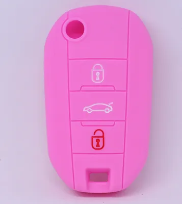 Produktbild von Auto Schlüssel Hülle Silikon Schutz Cover Rosa kompatibel mit Citroen C4 Picasso Jumpy Flip Peugeot 3 Tasten Klappschlüssel