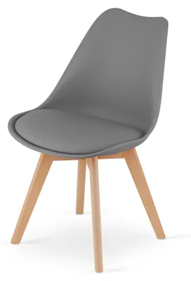 Produktbild von 4er Set Esszimmerstuhl Stuhl Wohnzimmerstuhl 4x weiss mit Vollholzbeinen in schwarz, bequemer & stabiler Schalenstuhl