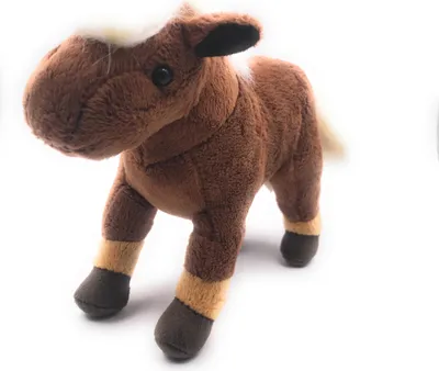 Immagine prodotto di Onwomania peluche in tessuto animale cavallo marrone in piedi Comtois 26 cm