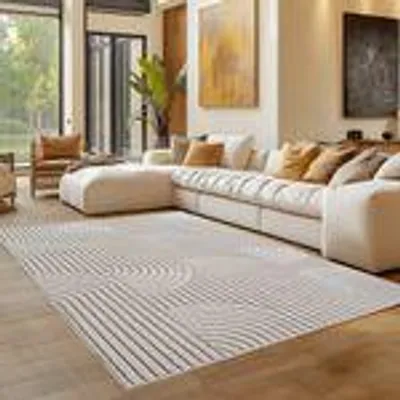 Produktbild von Bouclé Teppich Carpettex für Wohnzimmer Schlafzimmer Büro weich pflegeleicht strapazierfähig modern , Größe : 160 x 230 cm , Farbe : Creme-2