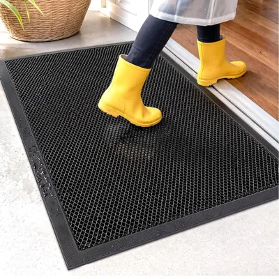 Obrázek produktu pro Podlahová rohož do interiéru, rozměry 43x76 cm, protiskluzová, černá, zachycující nečistoty, materiál: polyester, TPE