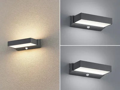 Produktbild von LED Außenwandlampe mit Bewegungsmelder Anthrazit - 2er Set Terrassenbeleuchtung