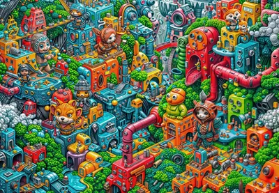 Obrázok produktu pre Grafika Puzzle Robotopia 1000 dielov Puzzle pre dospelých Roboty