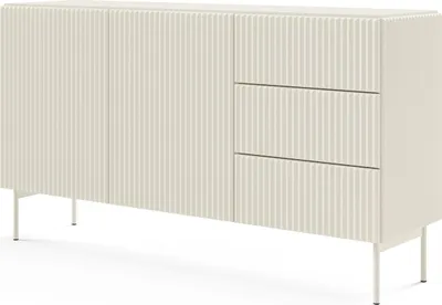 Produktbild von Masseno Kommode TRATTO 147 cm Sideboard mit 3 Schubladen und 2 Türen für Wohnzimmer Schlafzimmer Modern 147x39,8x81,2 cm Kaschmir / Kaschmir