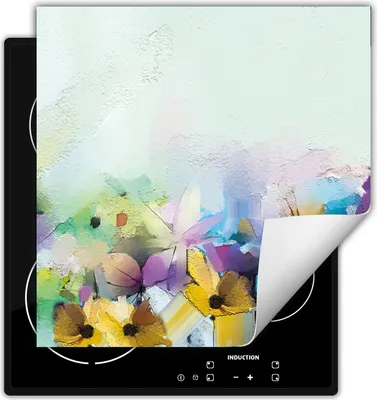 Produktbild von DarHaus Herdabdeckplatte 50x52 cm Anti Rutsch Matte Aufrollbar, bunt - Blume