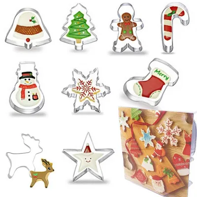 Immagine prodotto di Formine per biscotti natalizi, set da 9 pezzi, in acciaio inossidabile, per torte, fondant, biscotti e dolci