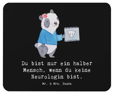 Produktbild von Mr. & Mrs. Panda Mouse Pad Neurologin Herz - Schwarz - Geschenk, Mediziner, Lustig, Mauspad, pc mousepad, Beruf, Medizinstudium, Spruch, mousematte, laptop