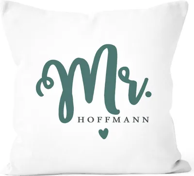 Produktbild von Kissen-Bezug Mr & Mrs personalisierbarer Nachname Kissen-Hülle Baumwolle personalisiertes Hochzeitsgeschenk SpecialMe® Mr weiß unisize