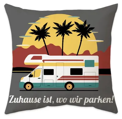 Dekokissenbezug 45x45 cm mit Camper-Motiv, Campingzubehör