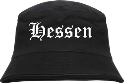 Produktbild von Hessen Fischerhut - Altdeutsch - bedruckt - Bucket Hat Anglerhut Hut Schwarz L/XL