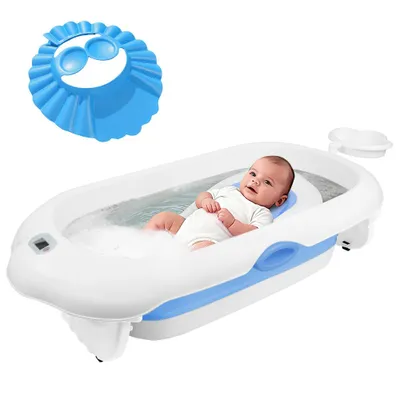 Produktbild von Faltbar XL Baby Badewanne mit Rutschfestem Badewannensitz & Duschhaube,Portable Reisedusche Babywanne,Baby Bathtub Bis 3 Jahre Geburtsgeschenke