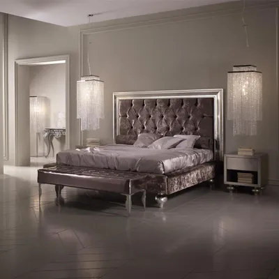 Produktbild von Luxus Chesterfield Betten Königliches Textil Bett Palast Hotel Doppelbett Neu