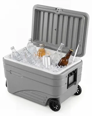 Produktbild von COSTWAY Kühlbox 80L tragbar, wetterfeste Isolierbox mit klappbarem Zuggriff & 2 leichtgängigen Rollen, Kühldauer bis zu 5-7 Tage, Eiskühler Outdoor