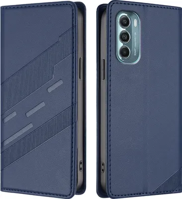 Image de Etui pour Motorola Moto G Stylus 5G 2022, étui portefeuille en cuirPolyuréthaneavec fente pour cartes et fonction stand Blau