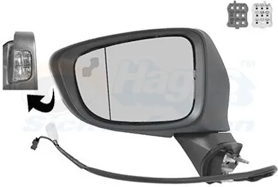 Produktbild von VAN WEZEL 2766827 Außenspiegel Seitenspiegel Links für MAZDA 6 Kombi (GJ, GL) Konvex Beheizt Grundiert