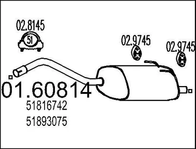 Produktbild von MTS 01.60814 Endschalldämpfer für FIAT 500 (312) Auspuff