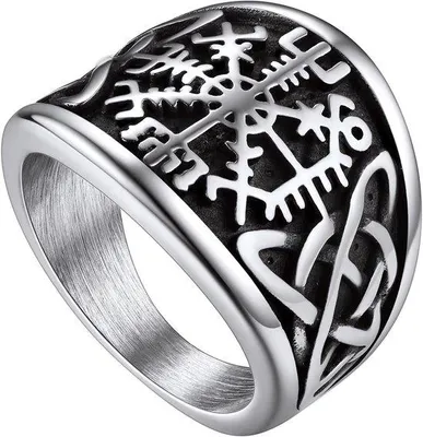 Produktbild von Viking Heren Kompas Ring - Met Roestvrij Staal/Gold/Zwart Plating - Noorse Mythologie - Met Geschenkbox - Met Metallisch Plating