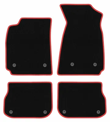 Image de Tapis de sol en moquette pour Audi A4 B5 1995-1999 (berline/break) – jeu 4 pièces, noir/rouge, sur mesure – Wielganizator CARLUX