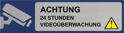 Produktbild von CombiCraft Aluminium Türschild Achtung Videoüberwachung 165x45mm mit 3M-Tape