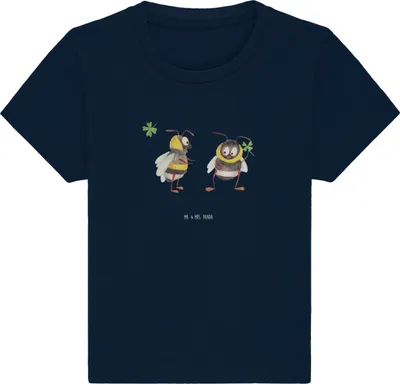 Produktbild von Mr. & Mrs. Panda  T-Shirt Hummeln Kleeblatt 6. - 12. Monat - French Navy - Geschenk, Baby Shirt, Babyshirt, Hummel, Biene Deko, Lustige Sprüche, glücklich sein, Werden