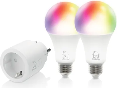 Produktbild von DELTACO SMART HOME, Starterkit mit zwei RGB-Lampen und einem Stecker