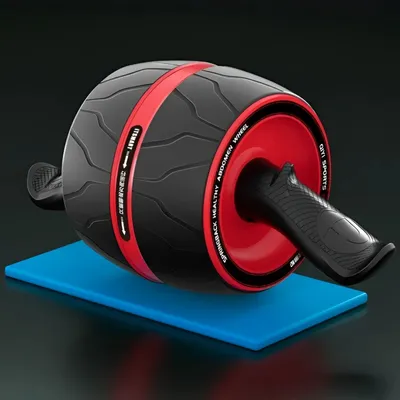 Produktbild von Bauchtrainer Rolle, abgewinkelter Griff, inklusive Kniematte