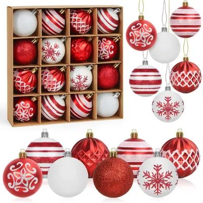 Immagine prodotto di Palline di Natale - 6 cm - 16 pezzi - Rosso e bianco