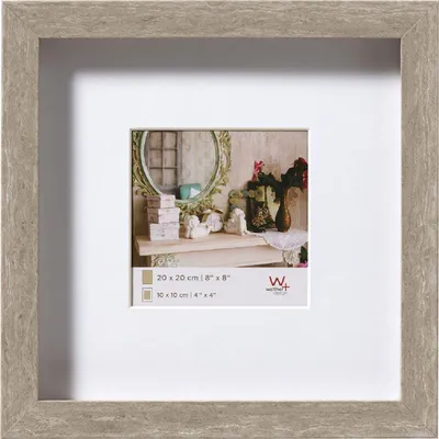 Immagine prodotto di Cornice per foto in legno 3D Walther Stockholm, grigia, 20x20 cm, con passe-partout 15x15 cm