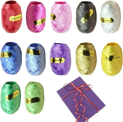 Image de 12 rouleaux de ruban cadeau Ringband multicolore Mariage Décoration 10m Ruban