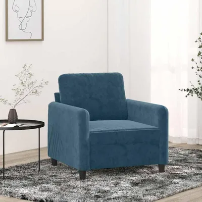 Produktbild von Blauer Sessel, 60 cm, mit Samtbezug und robustem Metallgestell für das Wohnzimmer