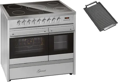 Produktbild von Gurari GCH E 912 DF X +Grillplatte, Elektro Standherd 90 cm mit zwei Backöfen in Edelstahl