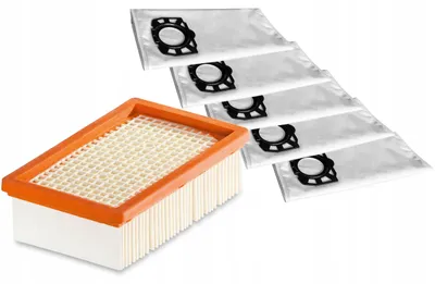 Obrázek produktu pro Sada 5x sáčků Kärcher WD4/WD5/WD6 + filtr, náhradní mikrovlákno