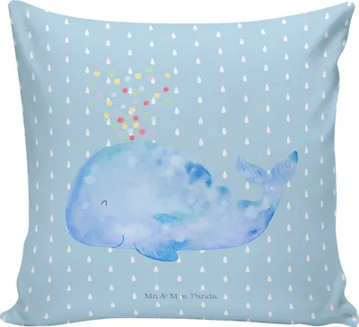 Produktbild von Mr. & Mrs. Panda Sofakissen Wal Konfetti - Blau Pastell - Geschenk, Wale, zierkissen 40x40, Dekokissen, Diät, Abnehmen, Kissen, für sofa, Meer, Geburtstag, Trennung