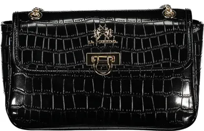 Produktbild von Stylische schwarze Umhängetasche mit Kettenriemen und eleganten Details