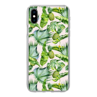 Produktbild von MuchoWow® Handyhülle Schutzhülle Hülle für iPhone Xs Blätter - Ananas - Muster Silikon Softcase Handy Hülle - Handytasche
