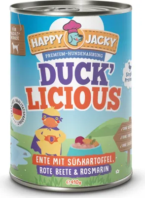 Produktbild von Happy Jacky "Duck'licious" Ente mit Süßkartoffel, Rote Beete 410gx6