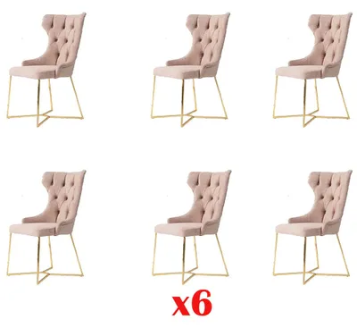 Produktbild von Lehn Stuhl Restaurant Industrie 6x Design Stühle Sitz Polster Set Chesterfield