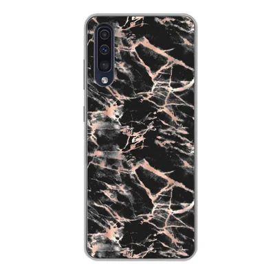 Produktbild von MuchoWow® Handyhülle Schutzhülle Hülle für Samsung Galaxy A50 Roségold - Marmor - Muster - Schwarz Silikon Softcase Handy Hülle - Mobiltelefonhülle