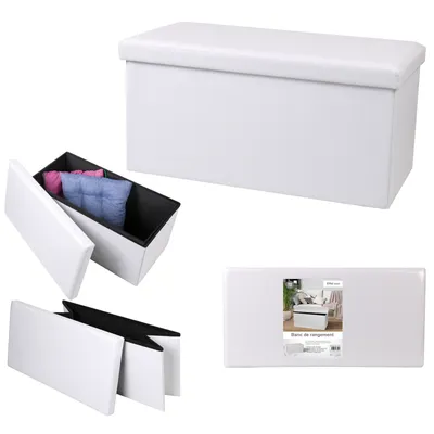 Produktbild von Sitzbank faltbare Aufbewahrungsbox 110l : weiß Farbe: weiß