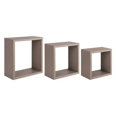 Produktbild von Set aus 3 modernen Wandregal-Würfeln Incubo - Taupe