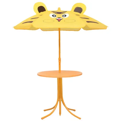 Immagine prodotto di set bistrot da giardino per bambini da 3 pezzi con ombrellone giallo