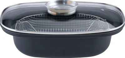 Produktbild von Aroma-Schmortopf mit 4-Liter-Bratkorb – Kohlenstoffstahl – 32 cm – Geeignet für alle Herdarten, inklusive Induktion