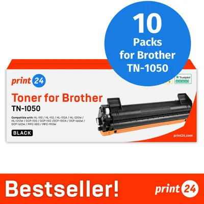 Immagine prodotto di NUOVO: print24 Toner per Brother TN1050, compatibile con Brother DCP 1510, HL 1110, MFC 1810 e altri, 10 pezzi