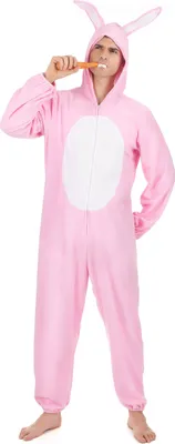 Produktbild von Lustiger Hase Kostüm für Erwachsene Kaninchen rosa-weiss