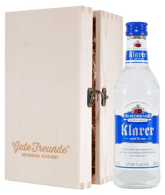 Produktbild von Nordbrand Klarer mit Geschenk-Holzkiste
