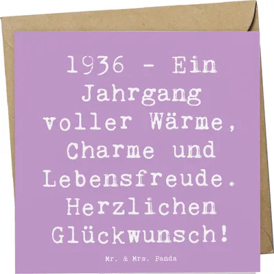 Produktbild von Mr. & Mrs. Panda Grußkarte Spruch 1936 Geburtstag - Lavendeltraum - Geschenk, Glückwunschkarte, faltkarte, anlasskarte, Happy Birthday, Geburtstagsgeschenk, Lebensfreude
